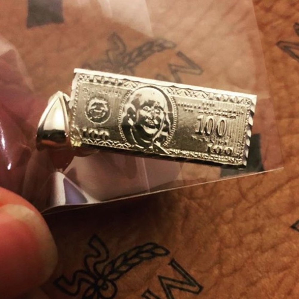 Solid Gold $100 Bill Pendant One Hundred Dollars